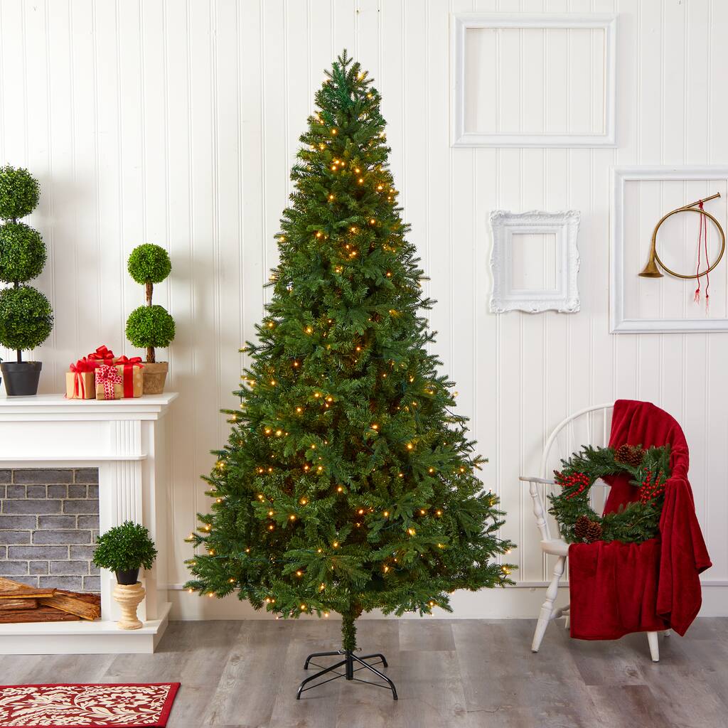 8ft. PreLit Vermont Fir Artificial Christmas Tree with Clear LED 8ft Pre Lit Christmas Trees